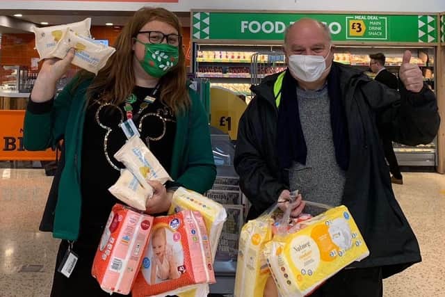 SVP co-ordinator Richard Gordon with Morrisons dedicated Leamington Community Champion Alex Pearson.