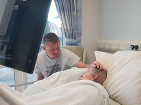 Tricia Sanchez with one of her sons at the Warwick Myton Hospice.