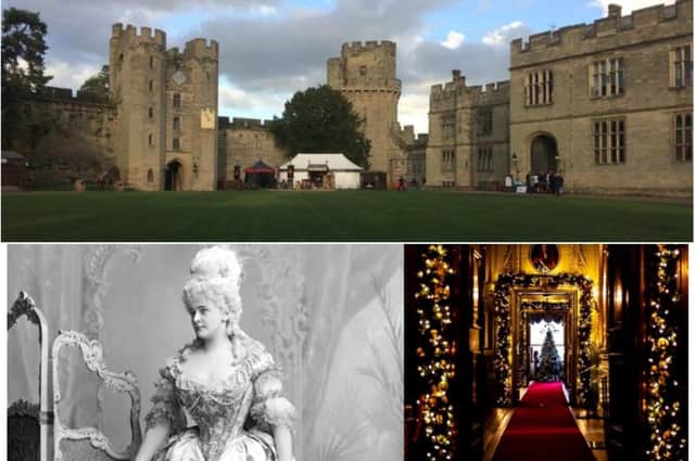 Bottom shows the Fifth Countess of Warwick, Daisy Greville and how Christmas at Warwick Castle looks today. Photos suppled by Warwick Castle