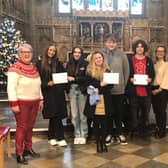 The Christmas tree awards ceremony. From left to right Carol Warren, Sophie Bevan, Ella Walker, Anna Cygal, Jack Probert, Oscar Jayes, Irene Tsiampakou, Helen Fitzpatrick and Gillian Fletcher. Photo supplied