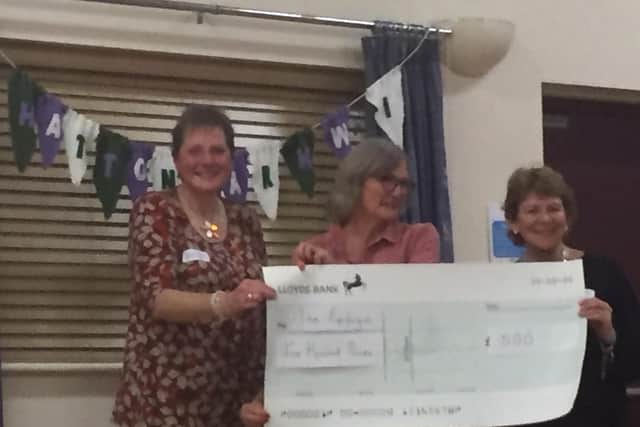 Helen Greenly, outgoing president of Hatton Park WI, Clare Sawdon of Warwickshire Refuge and Lynda Jackson (president elect of Hatton Park WI) Photo supplied