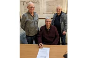 Alan Will and David Corsi of Canalside Allotment Society and Cllr Noel Butler Chair of the allotments committee on Warwick Town Council. Photo supplied