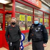 Dorianne from Iceland with PCSO Craig Ricardo from Warwickshire Police’s Safer Neighbourhood Team (photo by Kenilworth Watch).