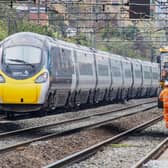 Avanti West Coast train passing Willesden track upgrade worksite March 2021. Photo credit: Network Rail.