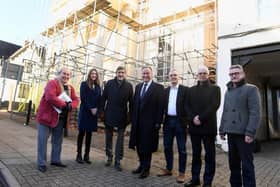 From the left, John Cooke (Warwick District Council), Katie Burn (CDP), Ian Harrabin (CDP), Cllr Andrew Day, Mark Brightburn, Philip Clarke, and Martin O’Neill (all from Warwick District Council). Photo supplied