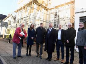 From the left, John Cooke (Warwick District Council), Katie Burn (CDP), Ian Harrabin (CDP), Cllr Andrew Day, Mark Brightburn, Philip Clarke, and Martin O’Neill (all from Warwick District Council). Photo supplied