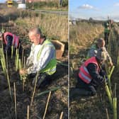 Members of the group planting hedgerow in Barford. Photos supplied