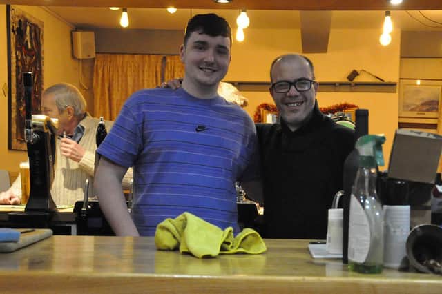 Bar staff Andy and Justin on the final weekend of the Queen's Head pub being open in Cubbington.