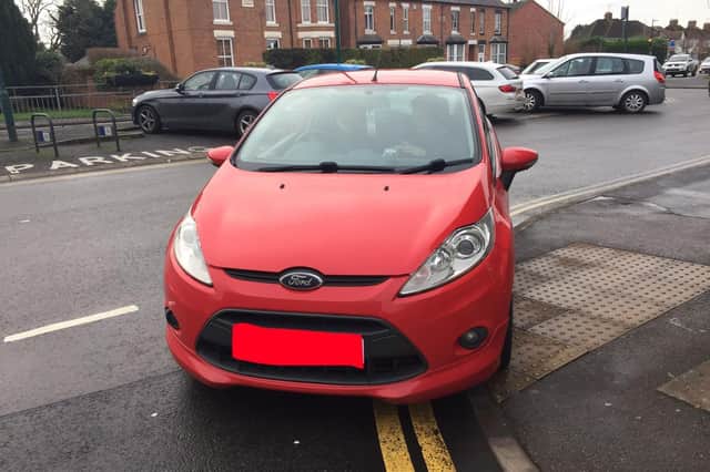 This red Ford Fiesta was stopped in Heathcote Road, Whitnash. Photo by OPU Warwickshire.