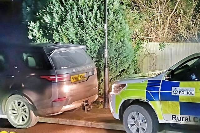 A stolen Land Rover Discovery was recovered in Kenilworth last night shortly after it was taken. Photo by the Warwickshire Rural Crime Team.