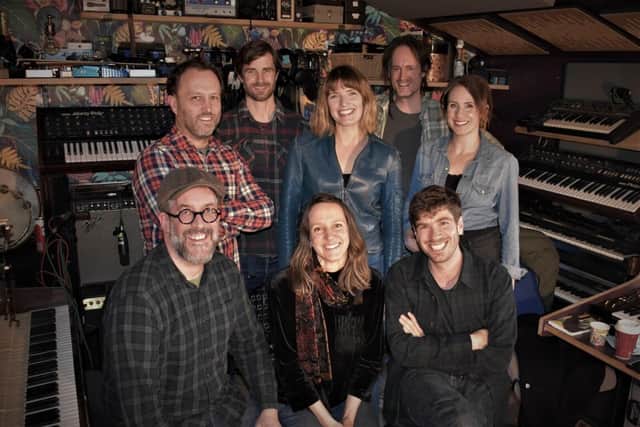 The Midnight Marmalades. Front row left to right: Nathan Walker (percussion), Catherine Steele (vocals), Thomas Rambauld (piano). Second row left to right: Martin Lewis (bass), Esther Rambauld (vocals), Georgina Jolly (vocals). Back row left to right: Bruno Gardner (rhythm guitar), Tim Walker (lead guitar). Photo supplied