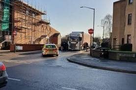 Police are at the scene in Lower Avenue where there has been a collision involving a lorry. Photo by Roger Grenville.