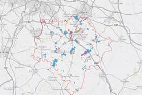 Screen shot of the interactive call for sites map for the South Warwickshire Local Plan.