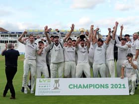 Warwickshire celebrate in 2021 after winning the Championship for the eighth time