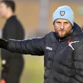 Rugby Town manager Carl Adams at his side's fourth-round FA Vase success over Lakenheath  PICTURE BY MARTIN PULLEY