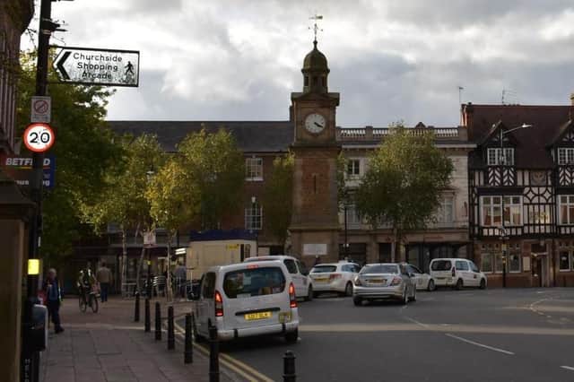 Taxis wait outside the Clock Tower.