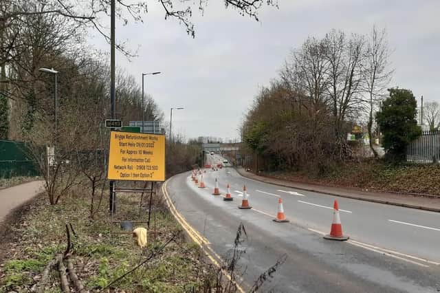 The works are taking place in Princes Drive with the lane leading out of Leamington being closed.