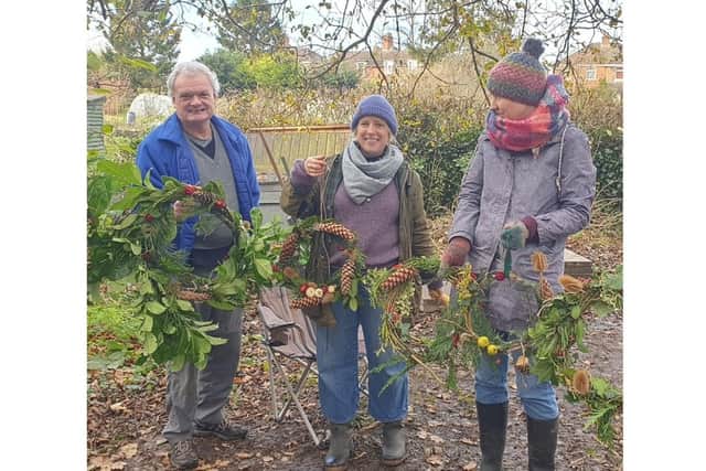 Some of the Warwick Packmores Wellbeing in Nature Group making wreaths.Photo supplied