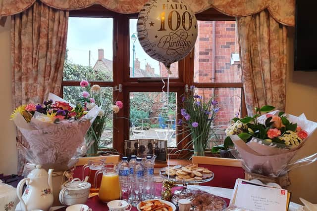 Family and friends helped Margaret Backhouse mark her 100th birthday during a celebration at Kineton Manor. (Submitted photo)