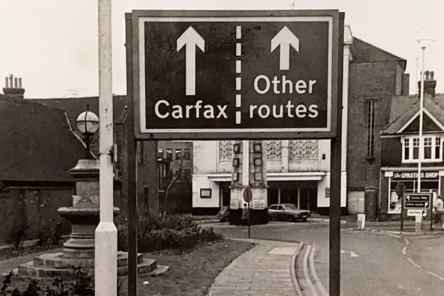 Horsham town centre signage pictured in 1980