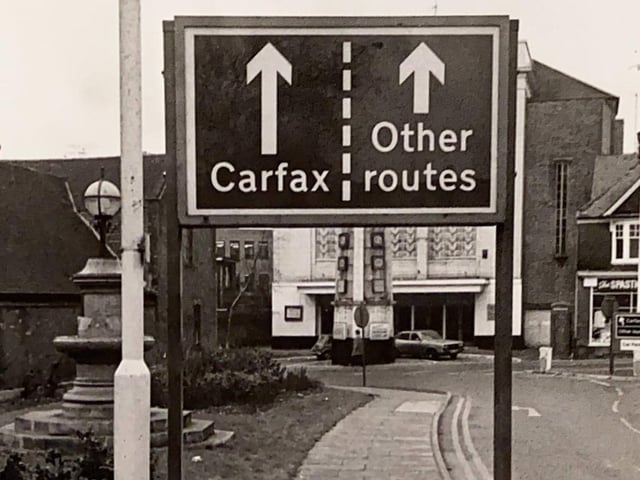 Horsham town centre signage pictured in 1980