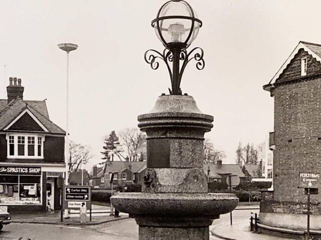 The old fountain in Horsham, January 1980