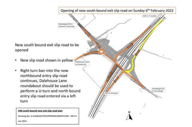 A diagram of the new A46 Stoneleigh junction scheme