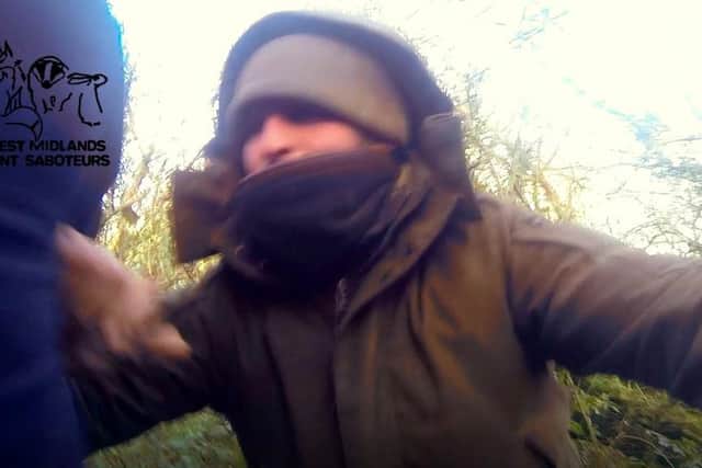 A Warwickshire Hunt member tries to stop West Midlands Hunt Saboteurs from filming the incident.