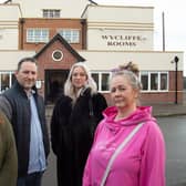 Layla-Beth Burdett, Mark Cleary., Fiona Macdonald and Lisa Nelson (Mabbett) outside their meeting place in Lutterworth. Photo by Andrew Carpenter.