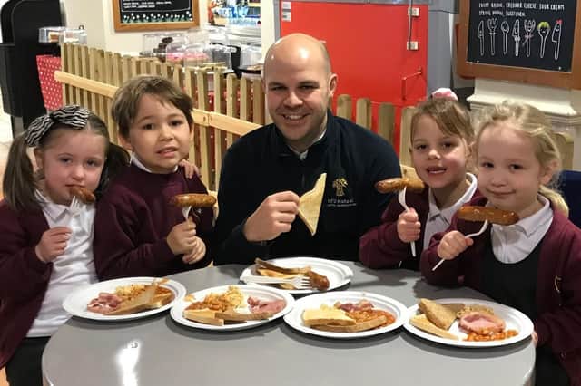 Pupils enjoying breakfast at Hatton Adventure World. Photo supplied