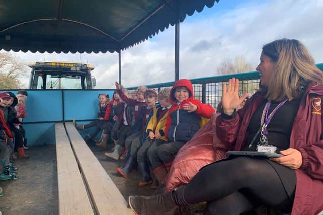Pupils enjoyed a tractor ride to the attraction before enjoying breakfast at the site. Photo supplied