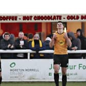 Jack Edwards celebrates his goal against Blyth Spartans