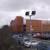 The new multi-storey car park for Warwick Hospital being built.