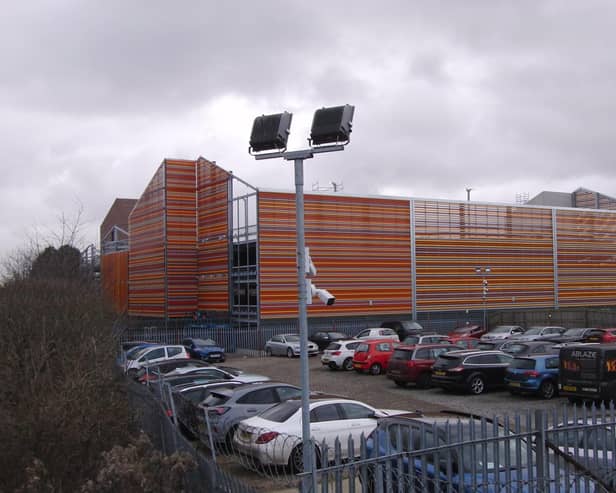 The new multi-storey car park for Warwick Hospital being built.