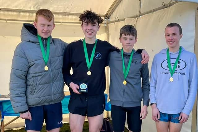 Rugby & Northampton AC's Under 17s men with their gold medals