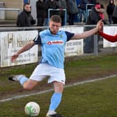 Rugby Town's top scorer David Kolodynski in last week's win over Coventry United as they prepare for their fifth round Buildbase FA Vase game on February 12  (Picture by Martin Pulley)