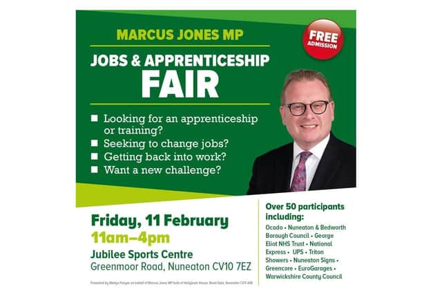 There will be a chance to look to the future this week at a Job and Apprenticeship Fair organised by Nuneaton MP Marcus Jones.