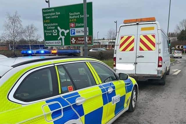 The van was stopped on Europa Way and the driver was arrested. He was remanded in police custody overnight and sent to court the following morning. Photo by OPU Warwickshire.