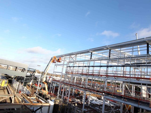 Construction work on the new station in 2014