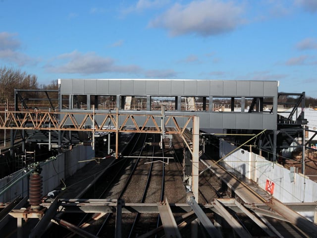 The new footbridge being built in 2014