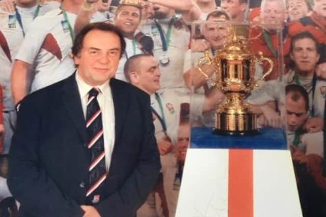 Jerry Birkbeck with the Rugby World Cup