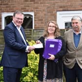 Robert Lee, Corporate Partner at Wright Hassall, with 175 Acts of Kindness winner Helen Smith and John Plumb. Photo supplied