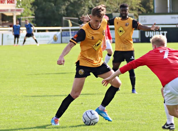 Dan Turner had the final touch for Leamington's goal against Kettering Town at the weekend (FILE PICTURE BY SALLY ELLIS)