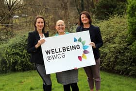 Jo Hodgson, Tori White and Kirsty Dimopoulos, of WCG which has launched 'wellbeing @ WCG' for its 1,400 employees. Photo supplied