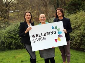 Jo Hodgson, Tori White and Kirsty Dimopoulos, of WCG which has launched 'wellbeing @ WCG' for its 1,400 employees. Photo supplied