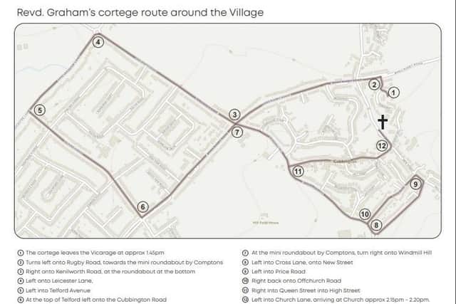 The cortege route around the village