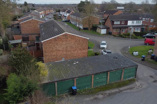 The garages on Orchard Road in Lutterworth.
PICTURE: ANDREW CARPENTER
