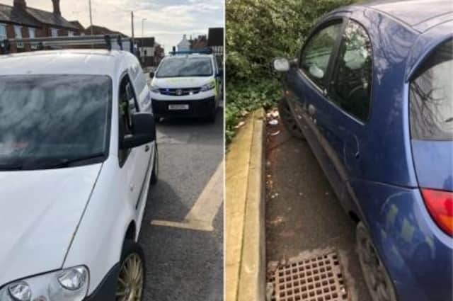 Two drivers ended up on the wrong side of the law after being stopped separately by police in Lutterworth today (Wednesday).