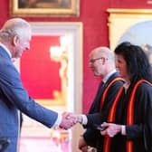 His Royal Highness Prince Charles presenting Angela Joyce with The Queen’s Anniversary Prize for Higher and Further Education at St James’ Palace. Photo supplied