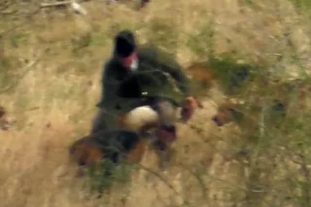 A still from the video taken by West Midlands Hunt Saboteurs.